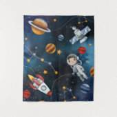 Niedlicher Astronaut im Weltraum-Kinderzimmer Wandteppich (Vorderseite)