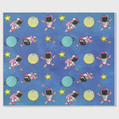 Niedlicher Astronaut im Weltraum Star Planet Geschenkpapier (Flach)