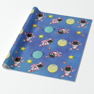 Niedlicher Astronaut im Weltraum Star Planet Geschenkpapier