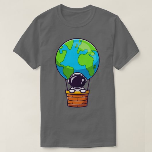 Niedlicher Astronaut in der Heißluftballon-Erde T-Shirt (Design vorne)