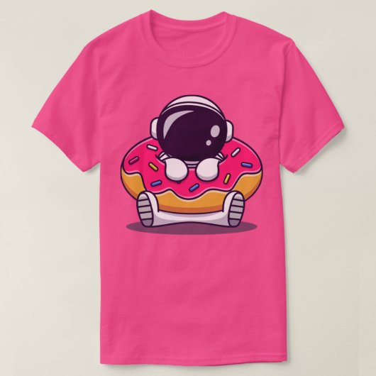 Niedlicher Astronaut mit Doughnut Cartoon1 T-Shirt (Design vorne)