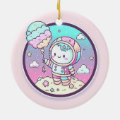 Niedlicher Astronaut mit Eiscreme-Baloon auf dem M Keramik Ornament (Hinten)