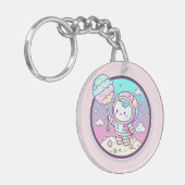 Niedlicher Astronaut mit Eiscreme-Baloon auf dem M Schlüsselanhänger (Vorderseite links)