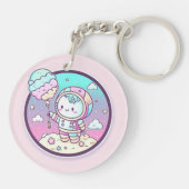 Niedlicher Astronaut mit Eiscreme-Baloon auf dem M Schlüsselanhänger (Rückseite)