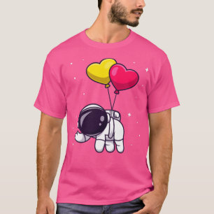 Niedlicher Astronaut mit Liebe Ballon Cartoon T-Shirt