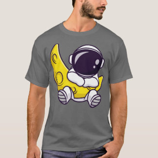 Niedlicher Astronaut mit Sichelmond Cartoon1 T-Shirt