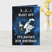 Niedlicher Astronaut & Rocket Blue Galaxy 8. Gebur Karte (Gelbe Blume)