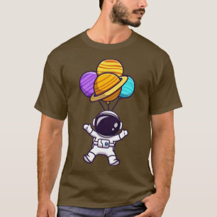 Niedlicher Astronaut schwimmend mit Planetballon i T-Shirt