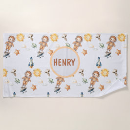 Niedlicher Astronaut und Adortable Space Adventure Strandtuch