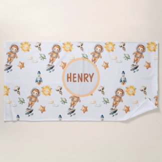 Niedlicher Astronaut und Adortable Space Adventure Strandtuch