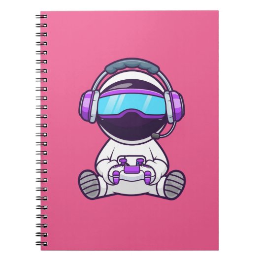 Niedlicher Astronaut VR Cartoon Notizblock (Vorderseite)