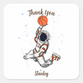 Niedlicher Astronaut Weltraumgalaxie Basketball Quadratischer Aufkleber