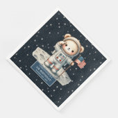 Niedlicher Astronautenbär Party Napkins Personalis Serviette (Ecke)