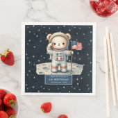 Niedlicher Astronautenbär Party Napkins Personalis Serviette (Beispiel)