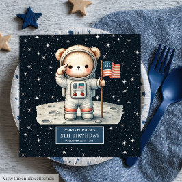 Niedlicher Astronautenbär Party Napkins Personalis Serviette