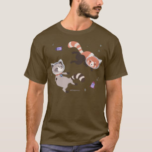 Niedlicher Astronautenraccoon und Roter Panda-Rake T-Shirt