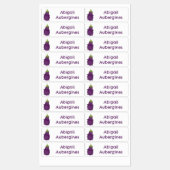 Niedlicher Auberginen-Cartoon personalisiert Etiketten (Blatt)