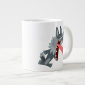 Niedlicher aufgeregter Cartoon Wolf Jumbo-Tasse (Vorderseite Rechts)