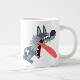 Niedlicher aufgeregter Cartoon Wolf Jumbo-Tasse