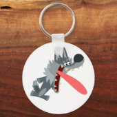 Niedlicher aufgeregter Cartoon Wolf Schlüsselanhän Schlüsselanhänger (Vorderseite)