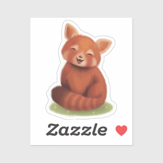 Niedlicher Aufkleber mit rotem Panda (Blatt)