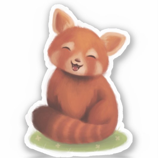 Niedlicher Aufkleber mit rotem Panda (Vorderseite)