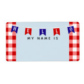Niedlicher Aufkleber von Picnic Gingham "Hello My  (Vorne)