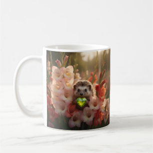 Niedlicher August-Igel mit Peridot-Herz Kaffeetasse