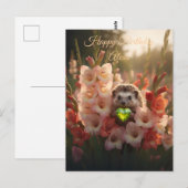 Niedlicher August-Igel mit Peridot-Herz Postkarte (Vorne/Hinten)