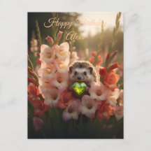 Niedlicher August-Igel mit Peridot-Herz
