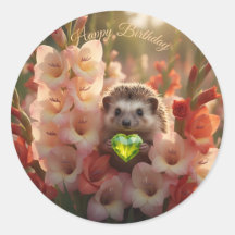Niedlicher August-Igel mit Peridot-Herz