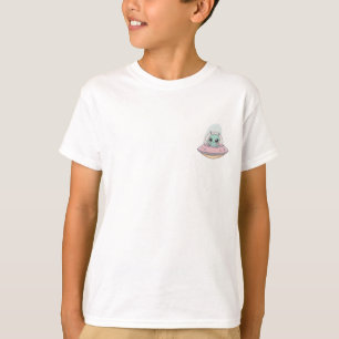 Niedlicher Außerirdischer in pastellfarbenem UFO f T-Shirt