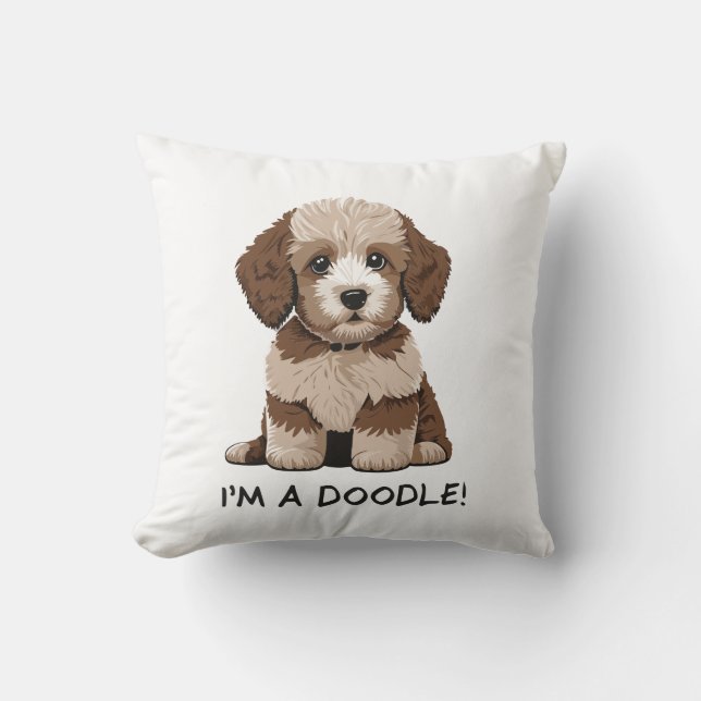 Niedlicher Aussiedoodle-Welpe - Ich bin ein Doodle Kissen (Vorderseite)