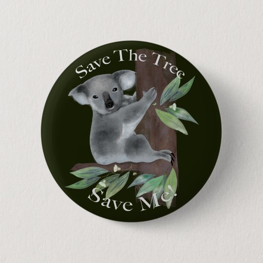 Niedlicher australischer Baum umarmt Koala Button (Vorderseite)