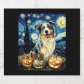 Niedlicher australischer Schäferhund Halloween Jac Schaumweinetikett (Einzelnes Label)