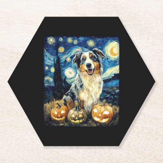 Niedlicher australischer Schäferhund Halloween Jac Untersetzer (Vorderseite)