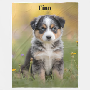 Niedlicher australischer Schäferhund Personalisier Fleecedecke
