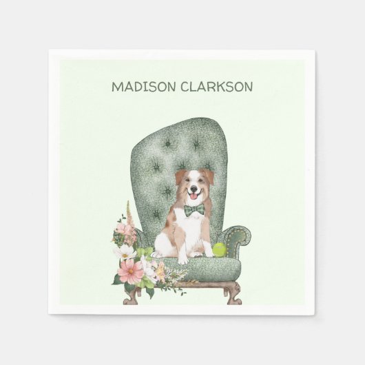 Niedlicher australischer Schäferhund unter Vorsitz Serviette (Vorderseite)