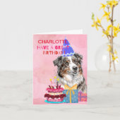 Niedlicher australischer Schäferhund zum Geburtsta Karte (Gelbe Blume)