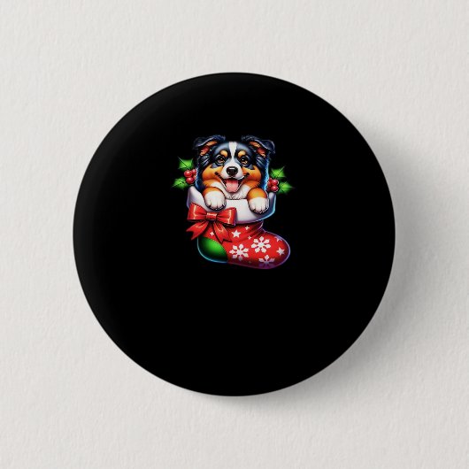 Niedlicher australischer Shepherd Weihnachtsmann S Button (Vorderseite)