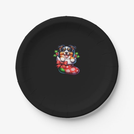 Niedlicher australischer Shepherd Weihnachtsmann S Pappteller (Vorderseite)