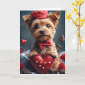 Niedlicher Australischer Terrier-Valentinstag Karte (Gelbe Blume)
