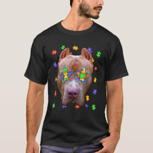Niedlicher Autismus Pitbull Dog Puzzle Sonnenbrill T-Shirt