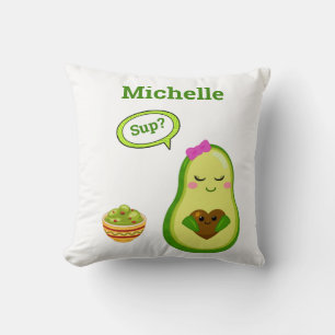 Niedlicher Avacado Handgezeichneter Name Guacamole Kissen