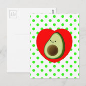 Niedlicher Avocado-Cartoon im roten Herzen Postkar Postkarte (Vorne/Hinten)