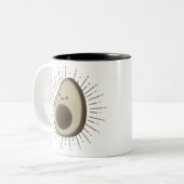 Niedlicher Avocado-Cartoon im Vintagen Stil Zweifarbige Tasse (Vorderseite Links)