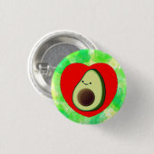 Niedlicher Avocado Cartoon in Rotem Herzen auf Was Button (Vorne & Hinten)