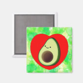 Niedlicher Avocado Cartoon in Rotem Herzen auf Was Magnet (Vorderseite/Rückseite)