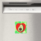 Niedlicher Avocado Cartoon in Rotem Herzen auf Was Magnet (In Situ (Geschirrspüler))