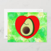 Niedlicher Avocado Cartoon in Rotem Herzen auf Was Postkarte (Vorne/Hinten)